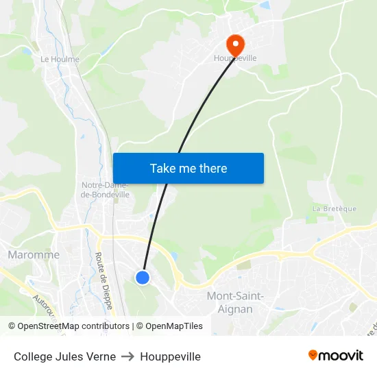 College Jules Verne to Houppeville map