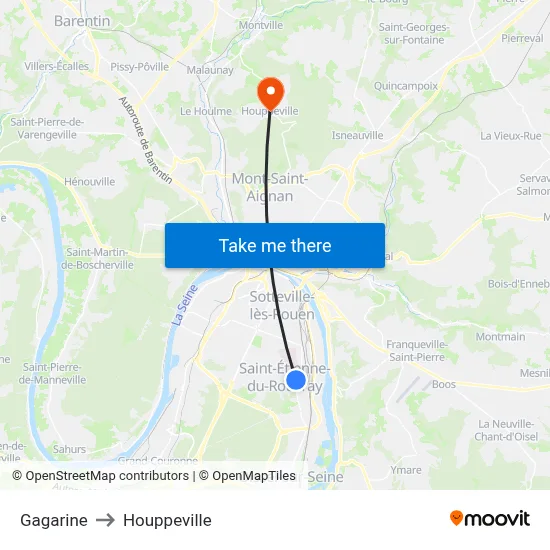 Gagarine to Houppeville map