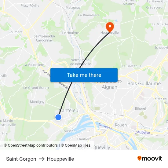 Saint-Gorgon to Houppeville map