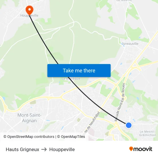 Hauts Grigneux to Houppeville map