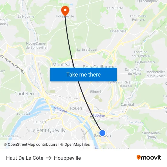 Haut De La Côte to Houppeville map