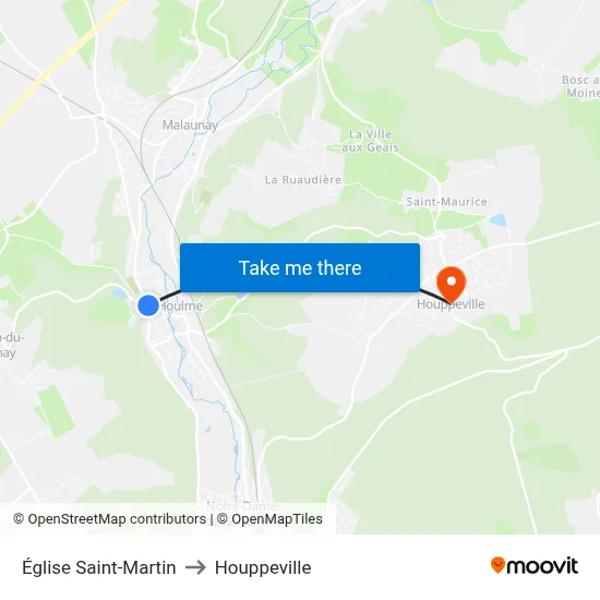 Église Saint-Martin to Houppeville map