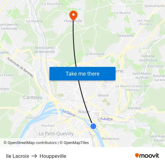 Ile Lacroix to Houppeville map