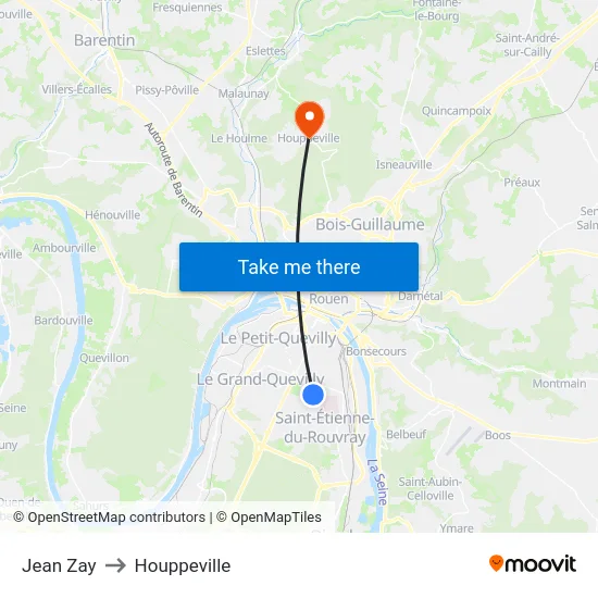 Jean Zay to Houppeville map