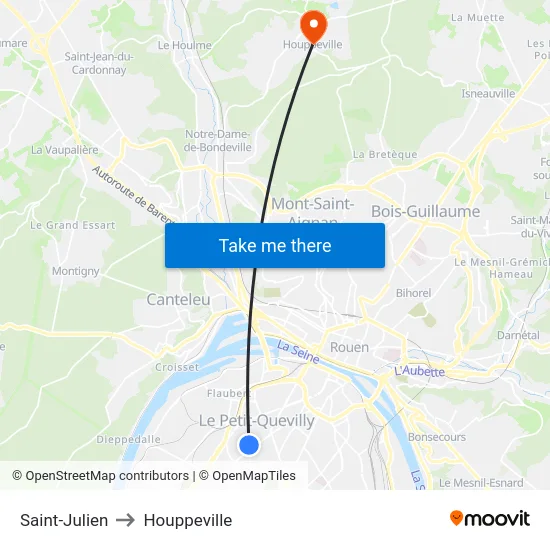 Saint-Julien to Houppeville map