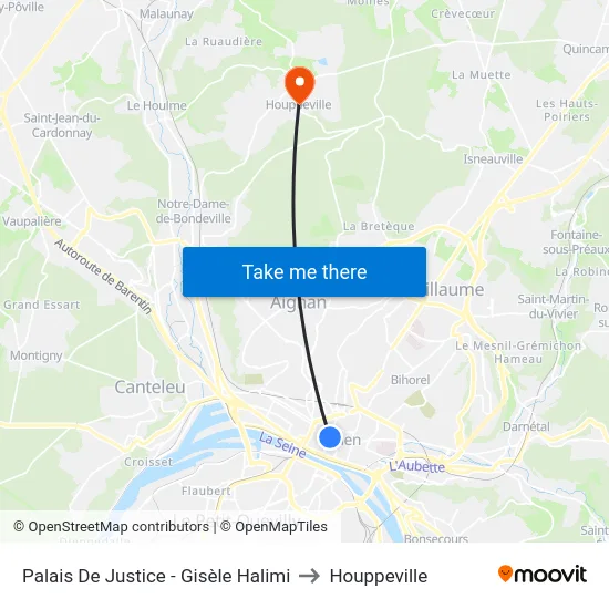 Palais De Justice - Gisèle Halimi to Houppeville map