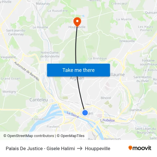 Palais De Justice - Gisele Halimi to Houppeville map