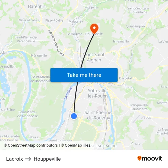 Lacroix to Houppeville map