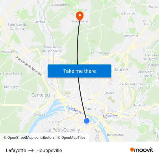 Lafayette to Houppeville map