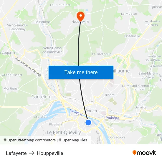 Lafayette to Houppeville map