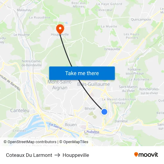 Coteaux Du Larmont to Houppeville map