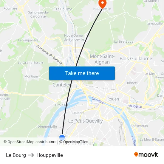 Le Bourg to Houppeville map