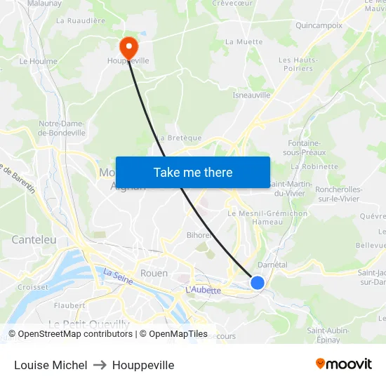 Louise Michel to Houppeville map