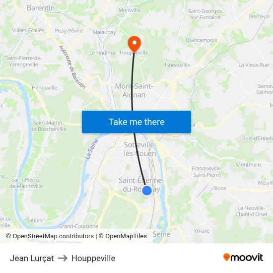 Jean Lurçat to Houppeville map