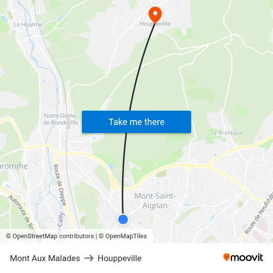 Mont Aux Malades to Houppeville map