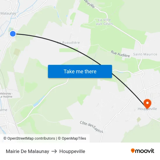 Mairie De Malaunay to Houppeville map