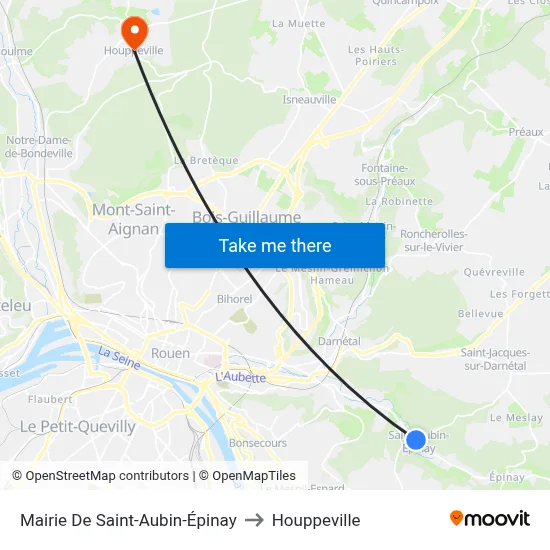 Mairie De Saint-Aubin-Épinay to Houppeville map