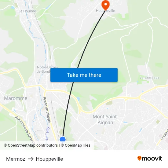 Mermoz to Houppeville map