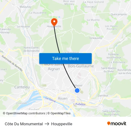 Côte Du Monumental to Houppeville map