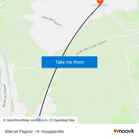 Marcel Pagnol to Houppeville map