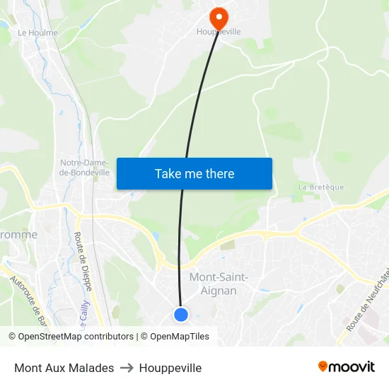 Mont Aux Malades to Houppeville map