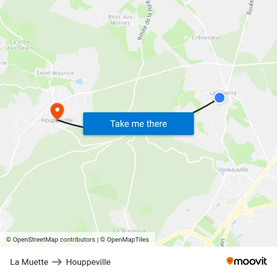 La Muette to Houppeville map