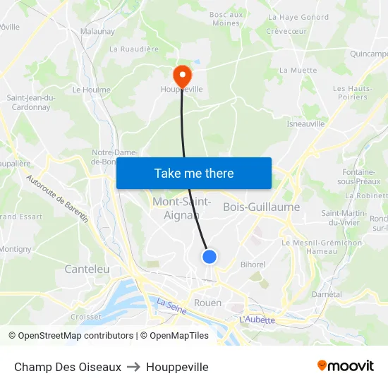 Champ Des Oiseaux to Houppeville map