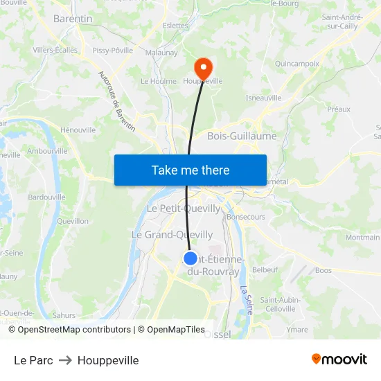 Le Parc to Houppeville map