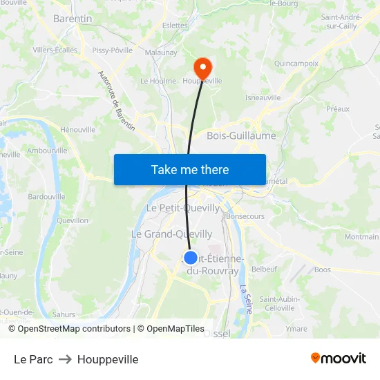 Le Parc to Houppeville map