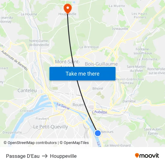 Passage D'Eau to Houppeville map
