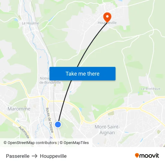 Passerelle to Houppeville map