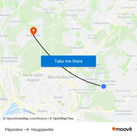 Pépinière to Houppeville map