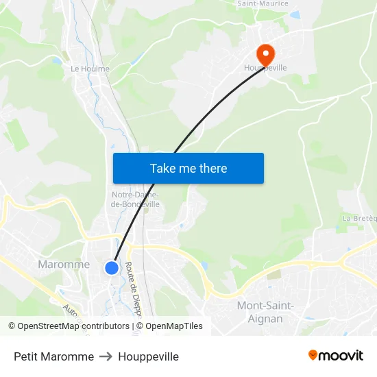 Petit Maromme to Houppeville map