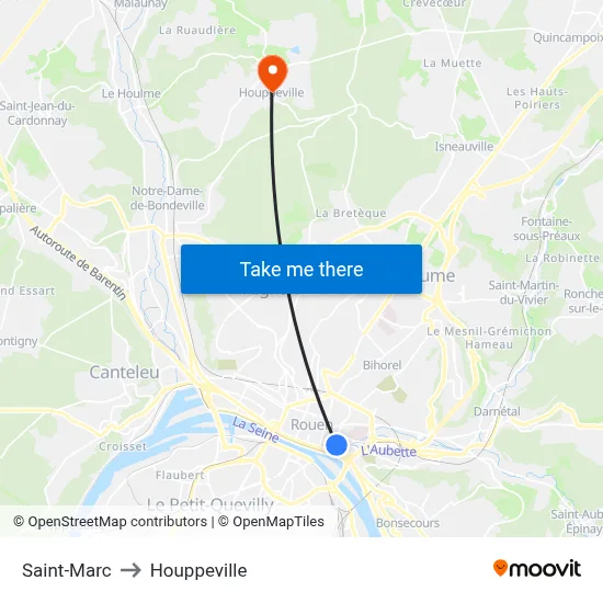 Saint-Marc to Houppeville map