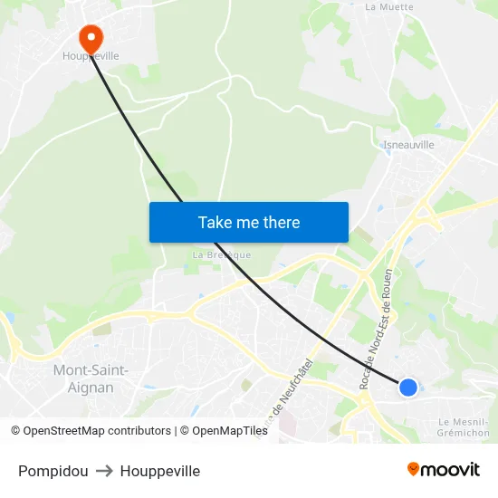 Pompidou to Houppeville map