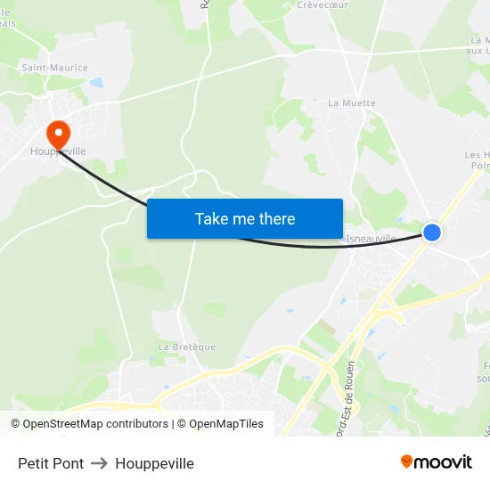 Petit Pont to Houppeville map