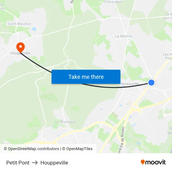 Petit Pont to Houppeville map