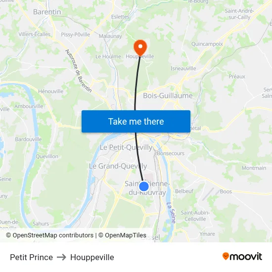 Petit Prince to Houppeville map