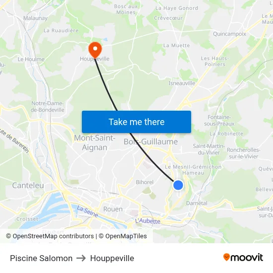 Piscine Salomon to Houppeville map