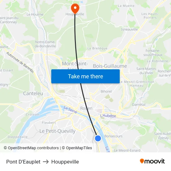 Pont D'Eauplet to Houppeville map