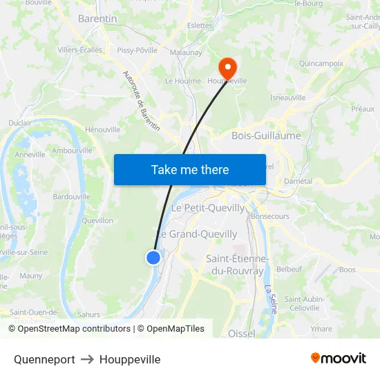 Quenneport to Houppeville map