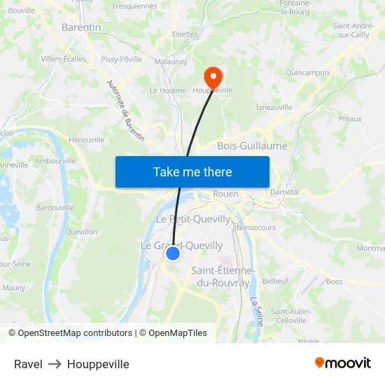 Ravel to Houppeville map