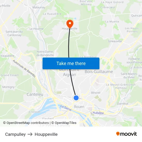 Campulley to Houppeville map