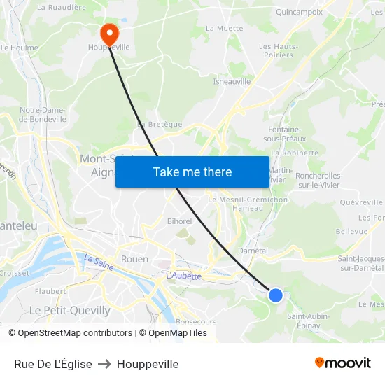 Rue De L'Église to Houppeville map