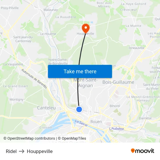 Ridel to Houppeville map