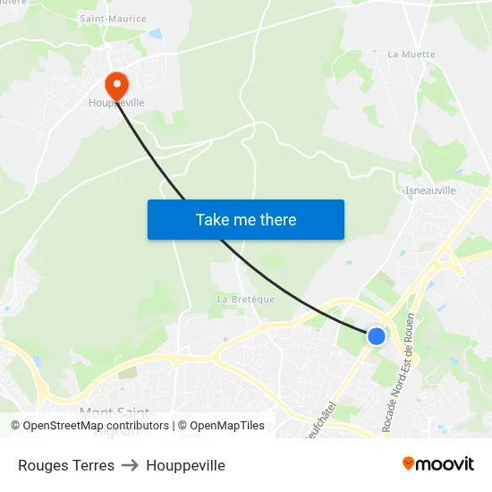 Rouges Terres to Houppeville map