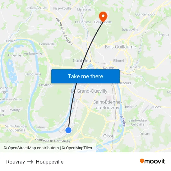 Rouvray to Houppeville map