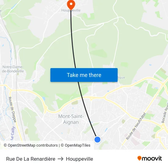 Rue De La Renardière to Houppeville map