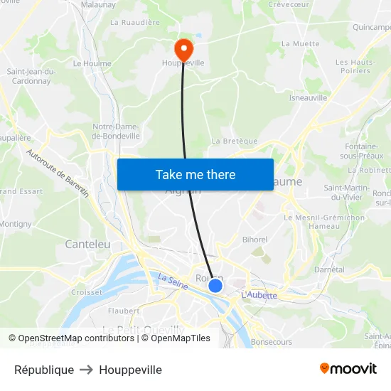 République to Houppeville map