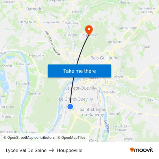 Lycée Val De Seine to Houppeville map